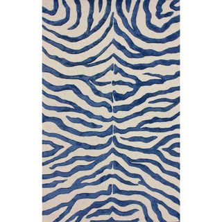 Nuloom Handmade Zebra Blue Faux Silk / Wool Rug (3 X 5)
