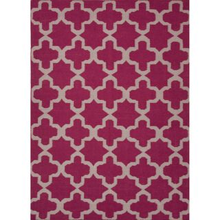 Handmade Flat Weave Geometric Pattern Pink/ Purple Rug (5 X 8)