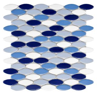 Somertile Posh Ellipse Oceano 10.25 X 12 inch Porcelain Mosaic Tiles (pack Of 10)