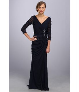 Adrianna Papell Drape Covered Gown Womens Dress (Navy)