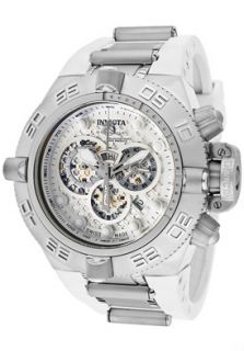 Invicta 1392  Watches,Mens Subaqua/Noma VI Chronograph Skeletionized Light SIlver Dial White Polyurethane
, Chronograph Invicta Quartz Watches