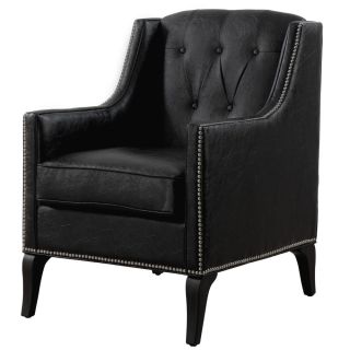 Roxbury Antique Black Leather Chair