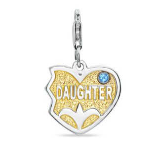 Right Side Daughter Birthstone Heart Charm in 14K Two Tone Gold