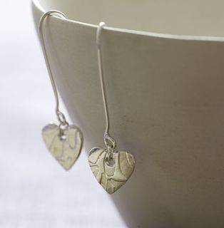 silver heart drop earrings by jojojewellery