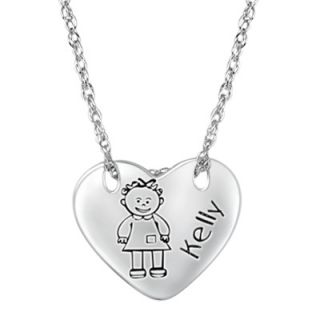 Sterling Silver Girls Name Heart Pendant (8 Letters)   Zales