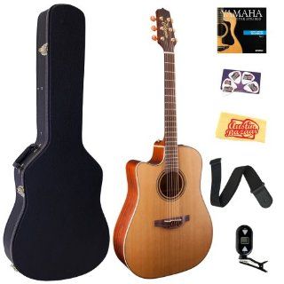 Takamine P3DC LH Pro Series 3 Left Handed Dreadnought Acoustic Electric Guitar Bundle with Hardshell Case, Tuner, Strap, Strings, Picks, and Polishing Cloth   Natural 