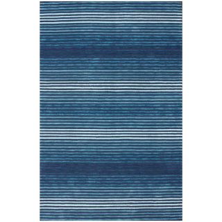Nuloom Handmade Modern Lines Blue Cotton Rug (76 X 96)