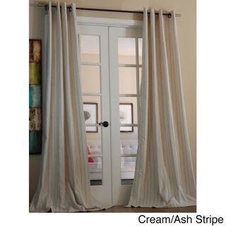 Sahara Cream Pinstripe Linen Blend 96 inch Curtain Panel