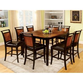 Furniture Of America Lommel 9 piece Counter Height Dining Set In Acacia   Black Finish Black Size 9 Piece Sets