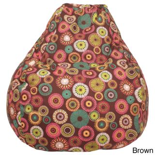 Gold Metal Products Starburst Pinwheel Pattern Large Teardrop Cotton Bean Bag Chair Brown Size Large