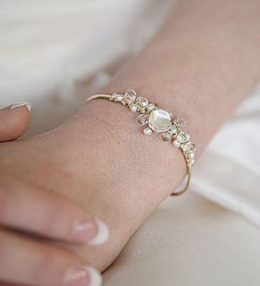 pearl gem cluster bridal cuff bracelet by sarah hickey bride