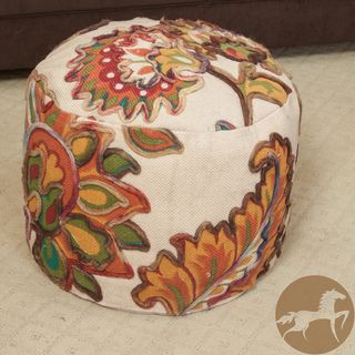 Christopher Knight Home Octavian Cotton Embroidered Pouf Ottoman