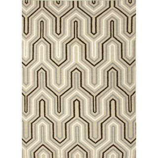 Handmade Flat weave Geometric pattern Gray/ Black Wool Rug (36 X 56)