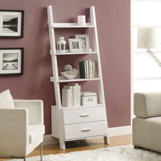 White Ladder Bookcase With Drawers