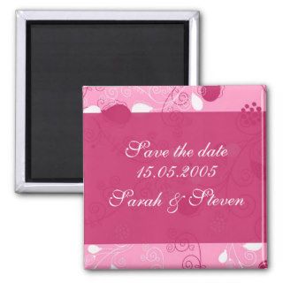 Luxury Pink Floral Swirls Damask Save the date Fridge Magnet