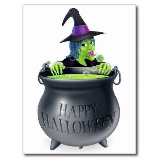 Halloween Witch and Cauldron Post Card