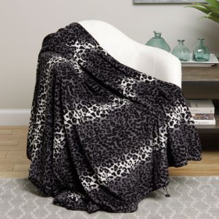 Plazatex Leopard Microplush Blanket Black Size Twin