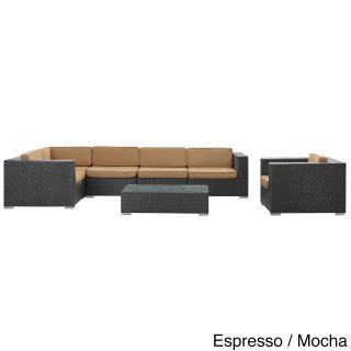 Modway Corona Outdoor Patio Espresso 7 piece Sectional Sofa Set Espresso Size 7 Piece Sets
