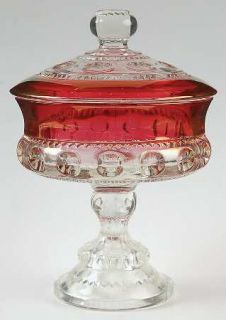 Tiffin Franciscan KingS Crown Ruby Flashed (Top Only) Compote with Lid   Stem 4