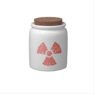 Coral Pink Radioactive symbol Candy Dishes