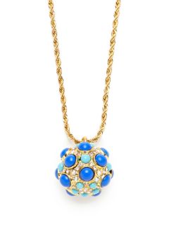 Blue Cabochon Pendant Necklace by Kenneth Jay Lane