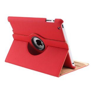 Stylish PU Leather Smart Cover (Red) 360 Rotating With Swivel Stand For iPad 2 Computers & Accessories