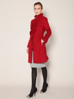 Kendra Wool Blend Ruffle Coat by Tahari Outerwear