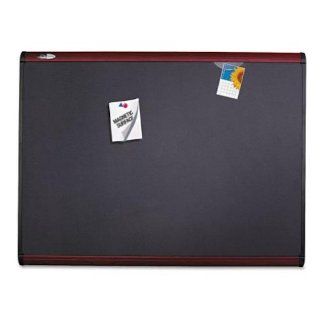 Quartet Prestige Plus Magnetic Fabric Bulletin Board, 6 x 4 Feet, Black with Mahogany Frame (MB547M)  Framed Cork Board 