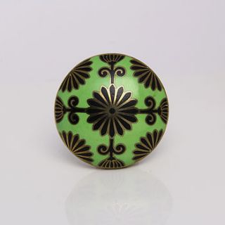 green and black ceramic kaz round knob by trinca ferro