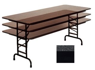 Correll Folding Table w/ .75 in Top, Adjustable Height, 24 x 48 in, Black Granite