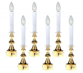 BethlehemLights Set of 6 Solid Brass Window Candles w/ 4 Functions —