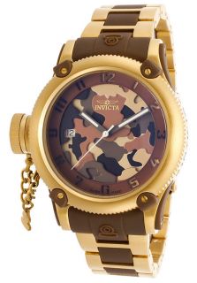 Invicta 11530  Watches,Womens Russian Diver Brown Camouflage Dial 18K Gold Plated SS and Brown Polyurethane, Chronograph Invicta Quartz Watches