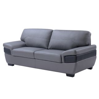 Dark Grey/ Black Leather Sofa