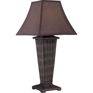 Weaver Dark Brown Woven Wicker Outdoor Table Lamp