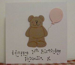 personalised first birthday teddy card by kitty's