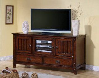 Mission Style Oak Finish LCD / Plasma Flat Panel TV Stand   Home Entertainment Centers