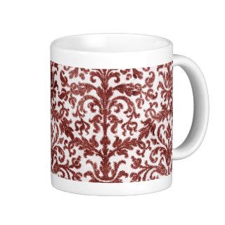 Red and White Damask Wallpaper Pattern Mug