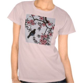 Black Bird Cherry Blossom Tree T shirt