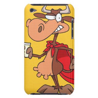 silly super cow drinking milk cartoon iPod touch cases