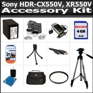 Accessory Kit Includes Replacement extended Battery For Sony FV 100 + Ac/Dc 110/220 Travel Battery Charger + Deluxe Carrying Case + HD Wide Angle and Macro lens + 2x telephoto Lens + UV Filter + More For Sony HDR CX550V, XR550V HD Handycam Camcorder  Digi