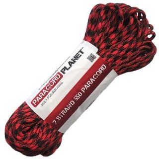 Black Widow Red and Black 50 Ft 550lb Type III Paracord Survival Rope 