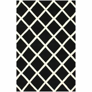Nuloom Handmade Moroccan Trellis Black Wool Rug (76 X 96)