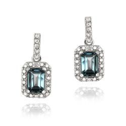 Glitzy Rocks Silver London Blue Topaz and Diamond Accent Earrings Glitzy Rocks Gemstone Earrings