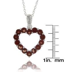 Dolce Giavonna Sterling Silver Garnet and Diamond Accent Heart Necklace Dolce Giavonna Gemstone Necklaces
