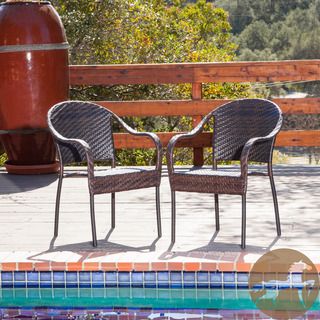 Christopher Knight Home Fully Assembled Sunset Outdoor Tight weave Wicker Chair (Set of Two) Christopher Knight Home Dining Chairs