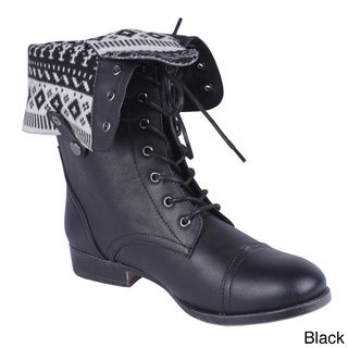 DBDK Women's 'Sharper 1' Fold over Printed Lining Combat Boots Elegant Boots