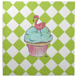 Flamingo Cupcake Printed Napkin