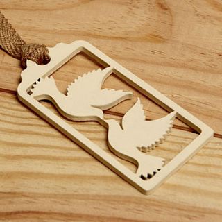 hand painted kissing doves wooden tag by sophia victoria joy