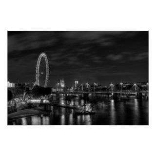 London Eye in Black and White Poster