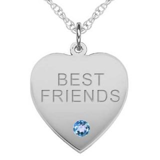 Best Friends Simulated Birthstone Heart Pendant in 10K White or